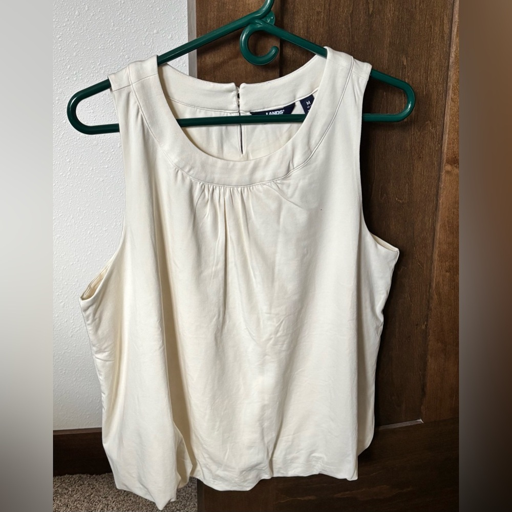 Lands' End Women's Ivory Sleeveless Blouse